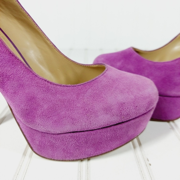 ALDO  Suede Leather Pink Platform Heel Pumps H110 - Picture 9 of 13